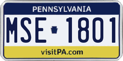 PA license plate MSE1801