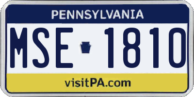 PA license plate MSE1810