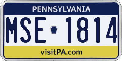 PA license plate MSE1814