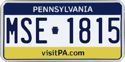PA license plate MSE1815