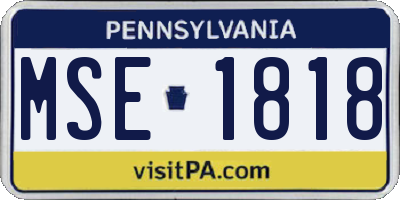 PA license plate MSE1818