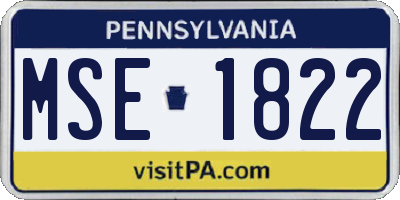 PA license plate MSE1822