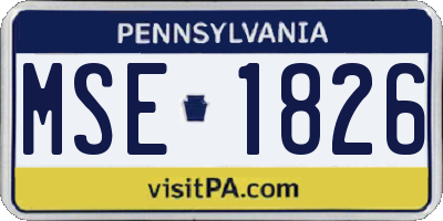 PA license plate MSE1826
