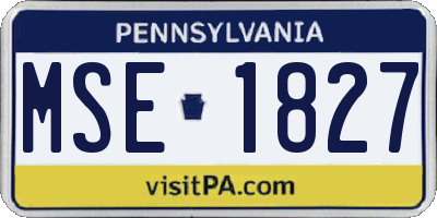 PA license plate MSE1827