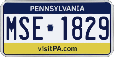 PA license plate MSE1829