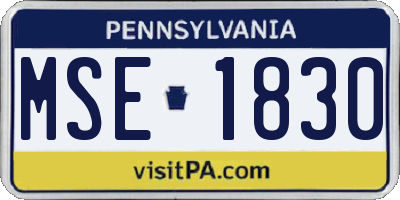 PA license plate MSE1830
