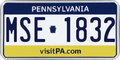 PA license plate MSE1832
