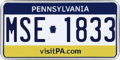 PA license plate MSE1833