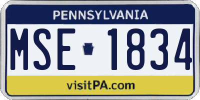 PA license plate MSE1834