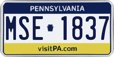 PA license plate MSE1837