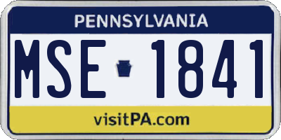 PA license plate MSE1841