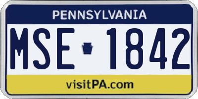 PA license plate MSE1842