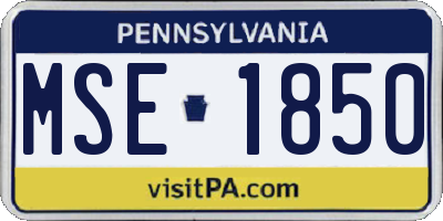 PA license plate MSE1850