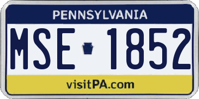 PA license plate MSE1852