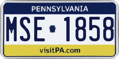 PA license plate MSE1858