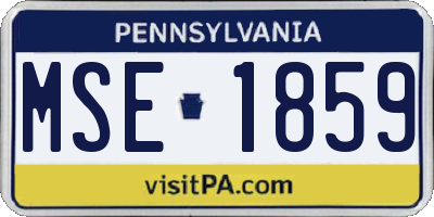 PA license plate MSE1859