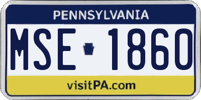 PA license plate MSE1860