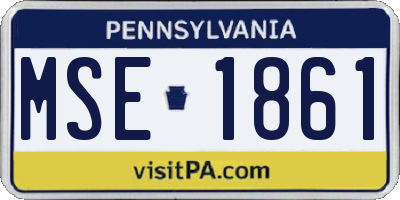 PA license plate MSE1861