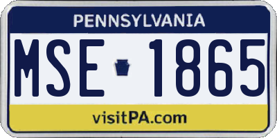 PA license plate MSE1865