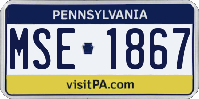 PA license plate MSE1867