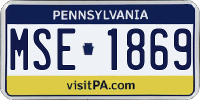 PA license plate MSE1869