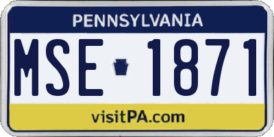 PA license plate MSE1871