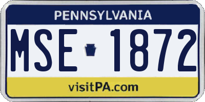 PA license plate MSE1872
