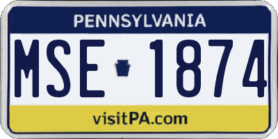 PA license plate MSE1874