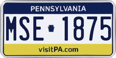 PA license plate MSE1875