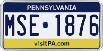 PA license plate MSE1876