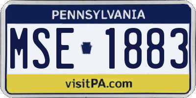 PA license plate MSE1883
