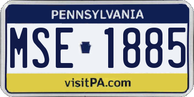 PA license plate MSE1885