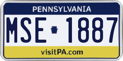 PA license plate MSE1887