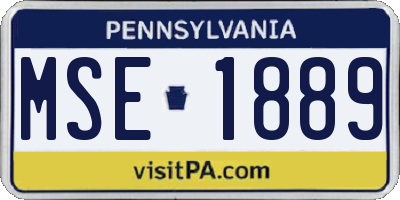 PA license plate MSE1889