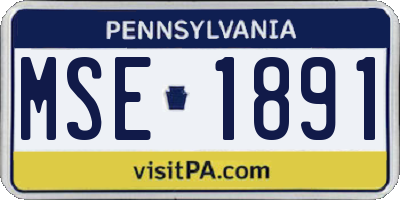PA license plate MSE1891