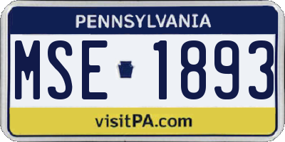 PA license plate MSE1893