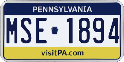PA license plate MSE1894