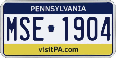 PA license plate MSE1904