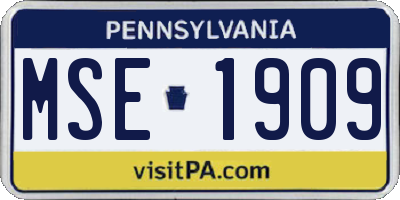 PA license plate MSE1909