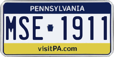 PA license plate MSE1911