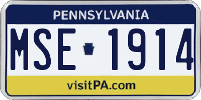 PA license plate MSE1914