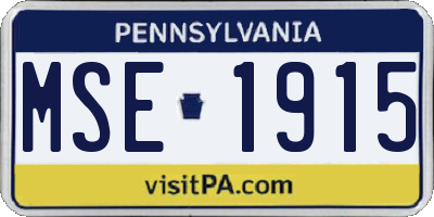 PA license plate MSE1915