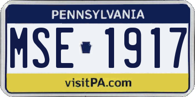 PA license plate MSE1917