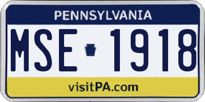 PA license plate MSE1918