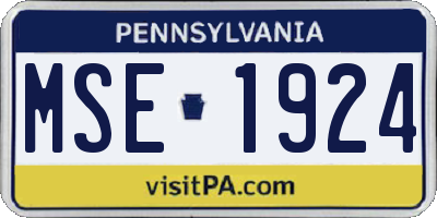 PA license plate MSE1924