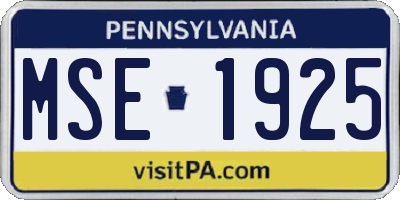 PA license plate MSE1925