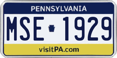 PA license plate MSE1929