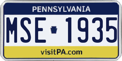 PA license plate MSE1935