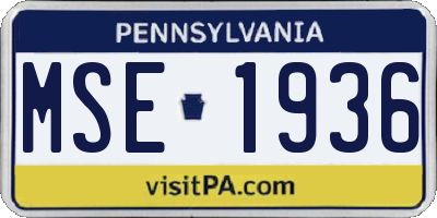 PA license plate MSE1936