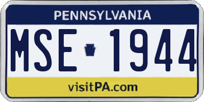 PA license plate MSE1944